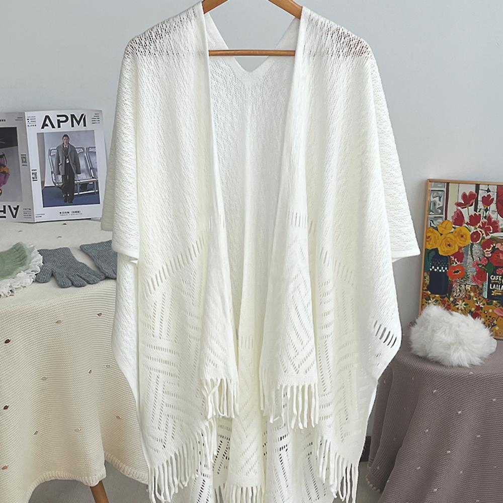 Trendy Ethnic Embroidered Fringe Cardigan Shawl