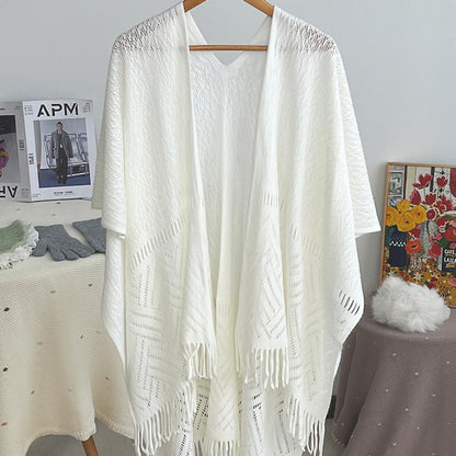 Trendy Ethnic Embroidered Fringe Cardigan Shawl