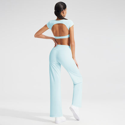 Backless Sports T-Shirt Set with Removable Pads for Women