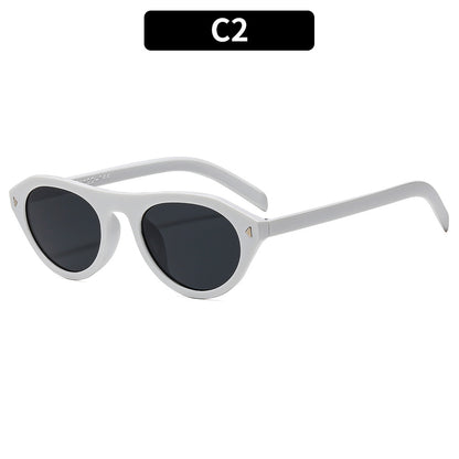 Trendy Oval Frame Sunglasses Fashionable Outdoor Shades