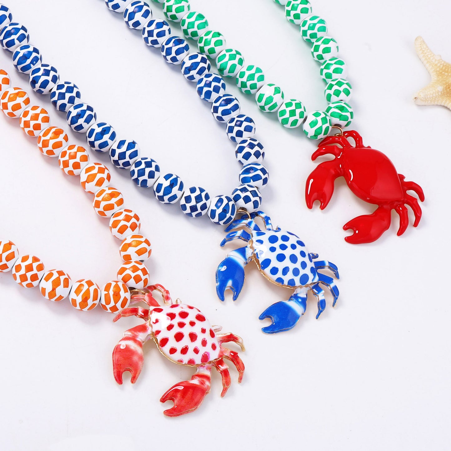 Layered Geometric Beaded Crab Necklace Casual Luxe