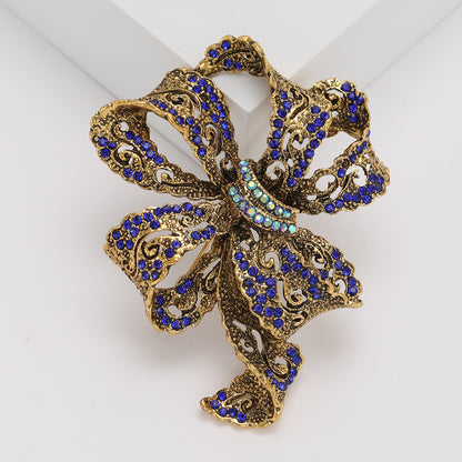 Vintage Rhinestone Bow Brooch Elegant Fashion Accessory