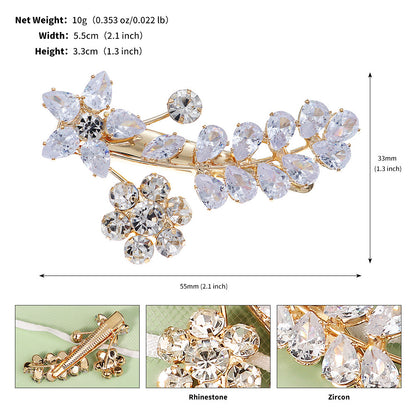 Elegant Flower Design Rhinestone Hair Clip For Women