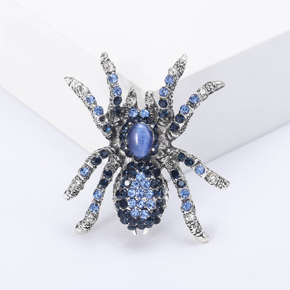Vintage Spider Brooch with Rhinestones for Men