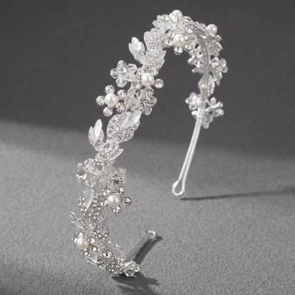 Elegant Floral Rhinestone Pearl Headband for Women