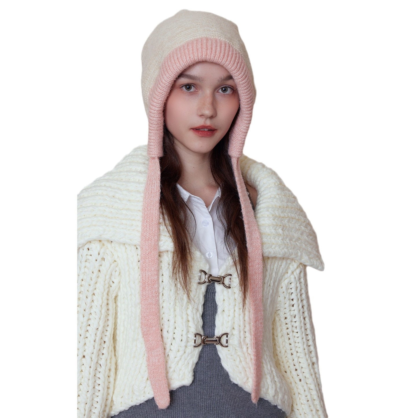 Color-Blocked Knitted Beanie Hat for Women - Warm and Stylish