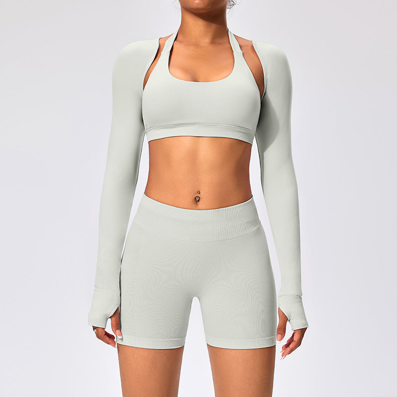Women's Outdoor Yoga Set with Open Back Sports Bra and Pants