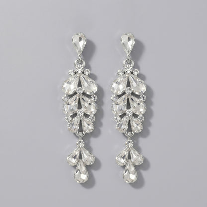 Vintage Floral Alloy Rhinestone Earrings Elegant Daily Drops