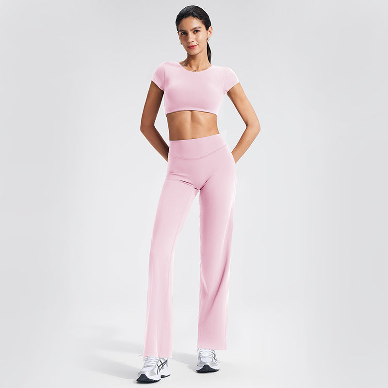 Backless Sports T-Shirt Set with Removable Pads for Women