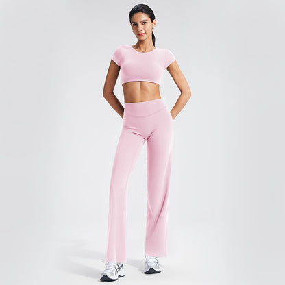 Backless Sports T-Shirt Set with Removable Pads for Women