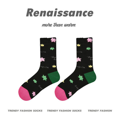 Renaissance Embossed Mid Calf Cotton Socks
