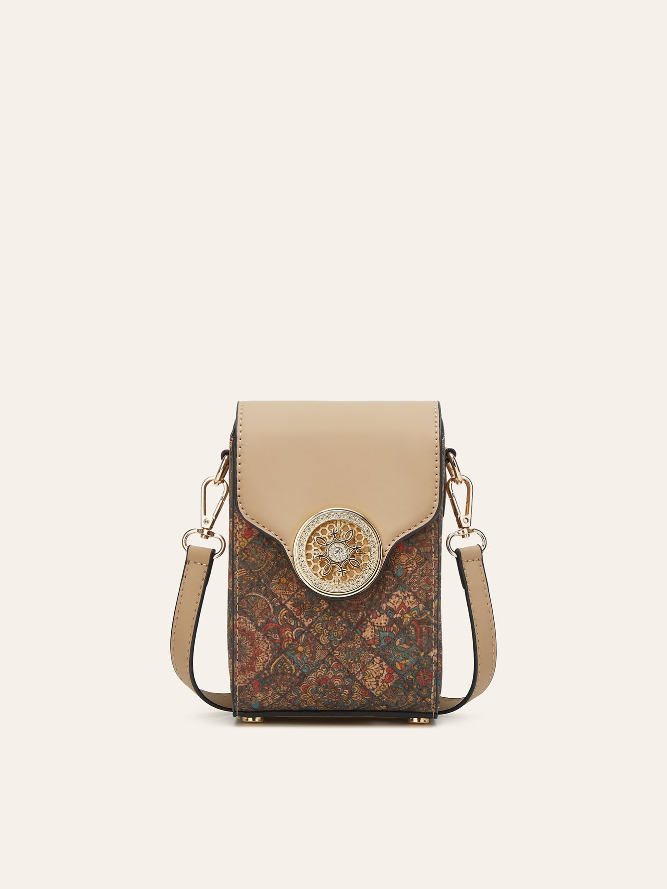 Ethnic Style Cork Phone Crossbody Bag
