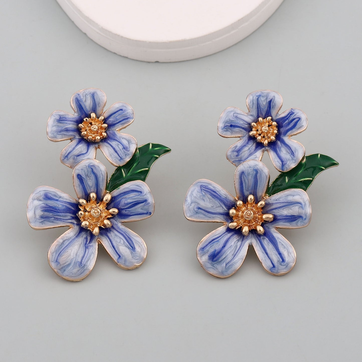 Floral Enamel Drop Earrings Versatile Office Chic