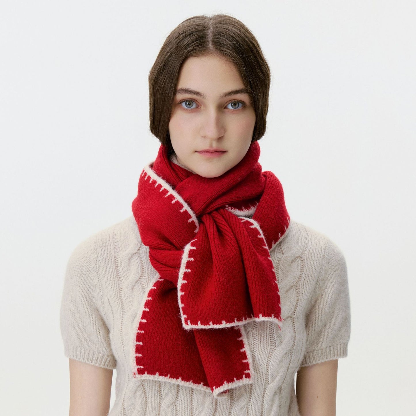 Stylish Knitted Edge Scarf Warm and Soft
