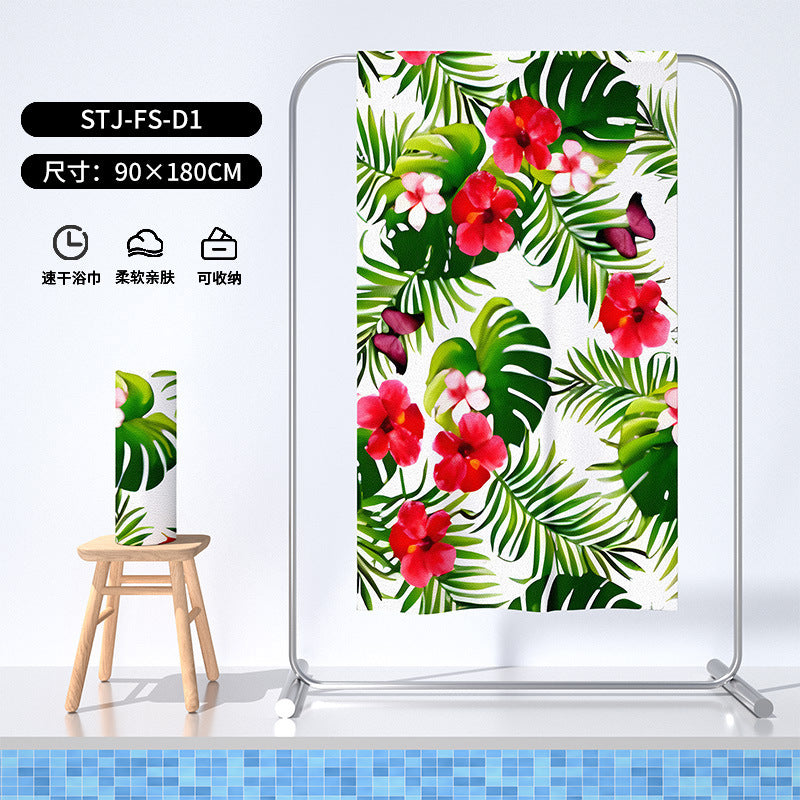 Printed Microfiber Beach Towel Absorbent Bath Towel