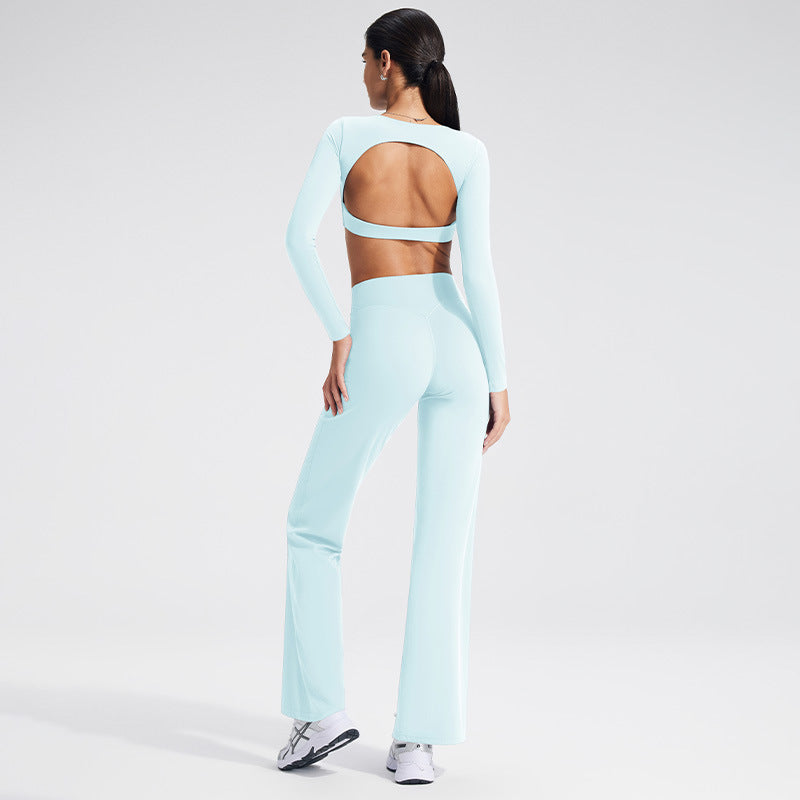 Backless Sports T-Shirt Set with Removable Pads for Women