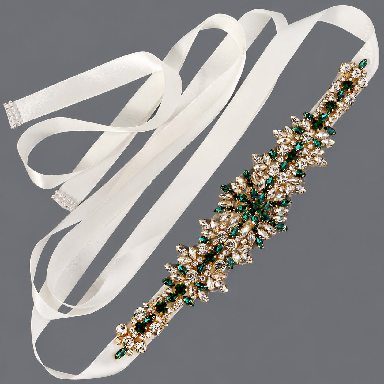 Fashion Vintage Rhinestone Satin Sash Belt for Brides and Evening Gowns