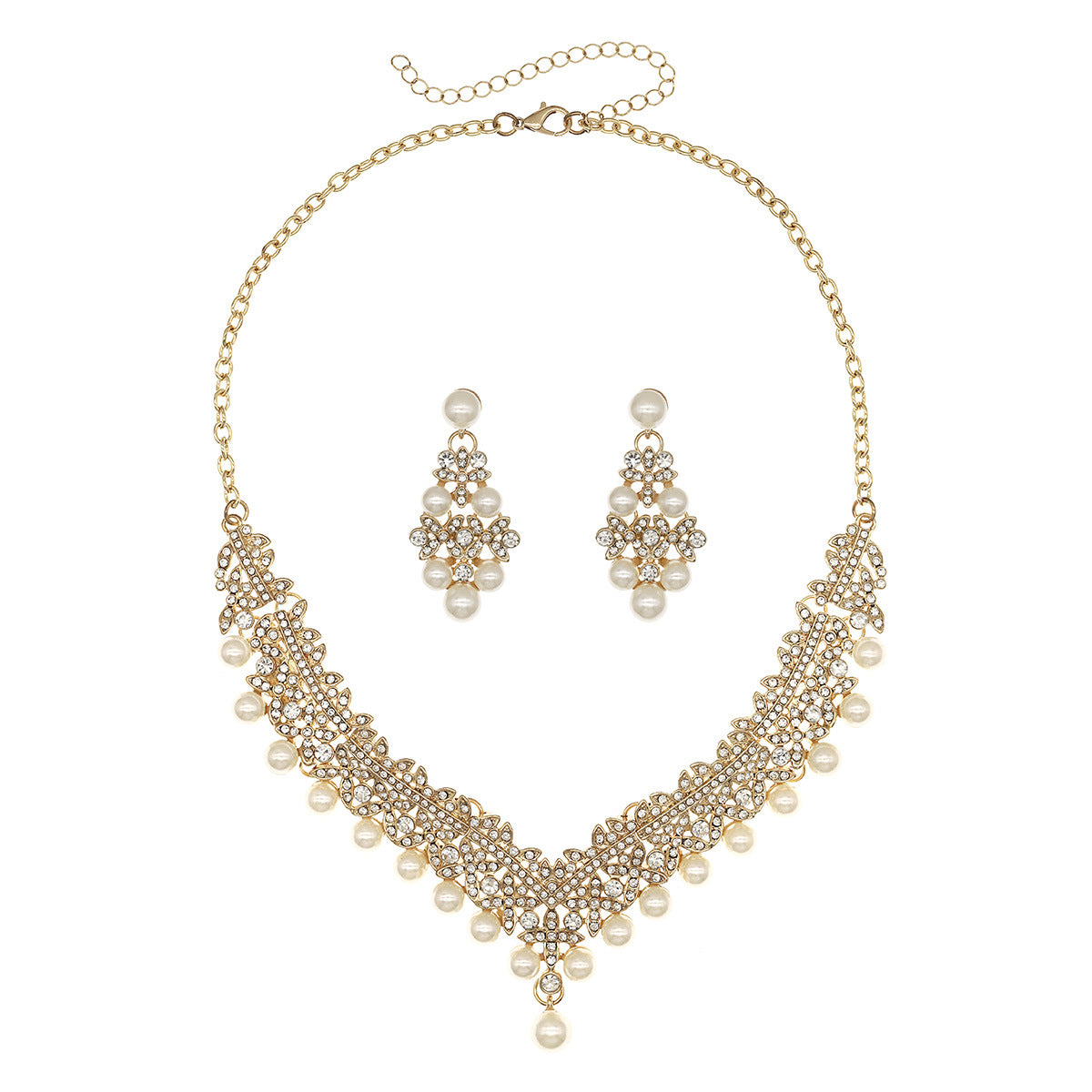Elegant 3-Piece Bride Jewelry Set with Crown Necklace and Earrings