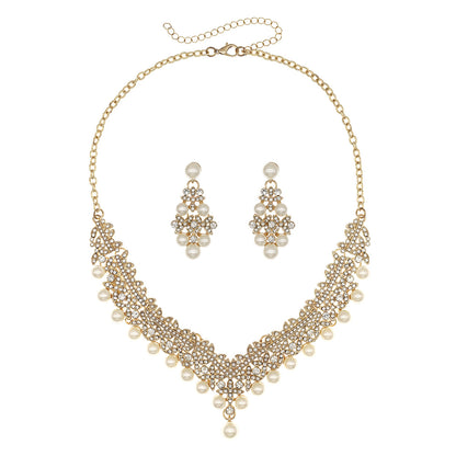 Elegant 3-Piece Bride Jewelry Set with Crown Necklace and Earrings