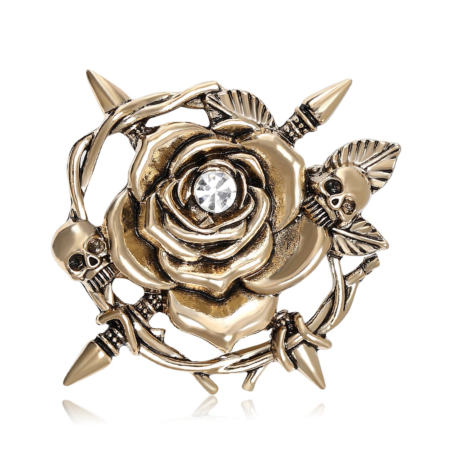 Skeleton Rose Brooch Alloy Creative Fashion Pin for Women