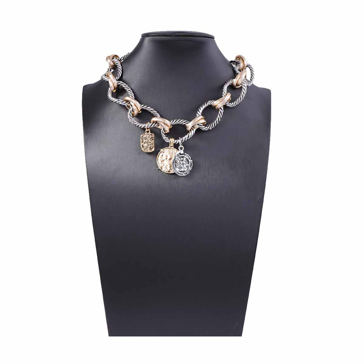 Alloy Geometric O Ring Badge Necklace Casual Chic