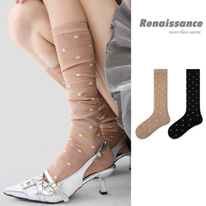 Socks Retro Color Block Moisture Wicking Nylon Mid Calf