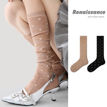 Socks Retro Color Block Moisture Wicking Nylon Mid Calf