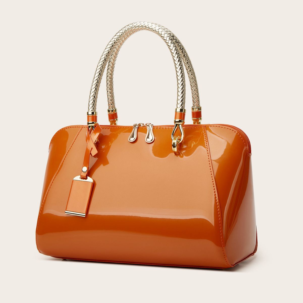 Versatile Patent Leather Boston Tote Bag for Women