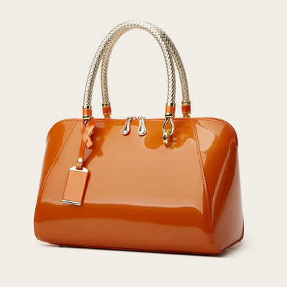 Versatile Patent Leather Boston Tote Bag for Women