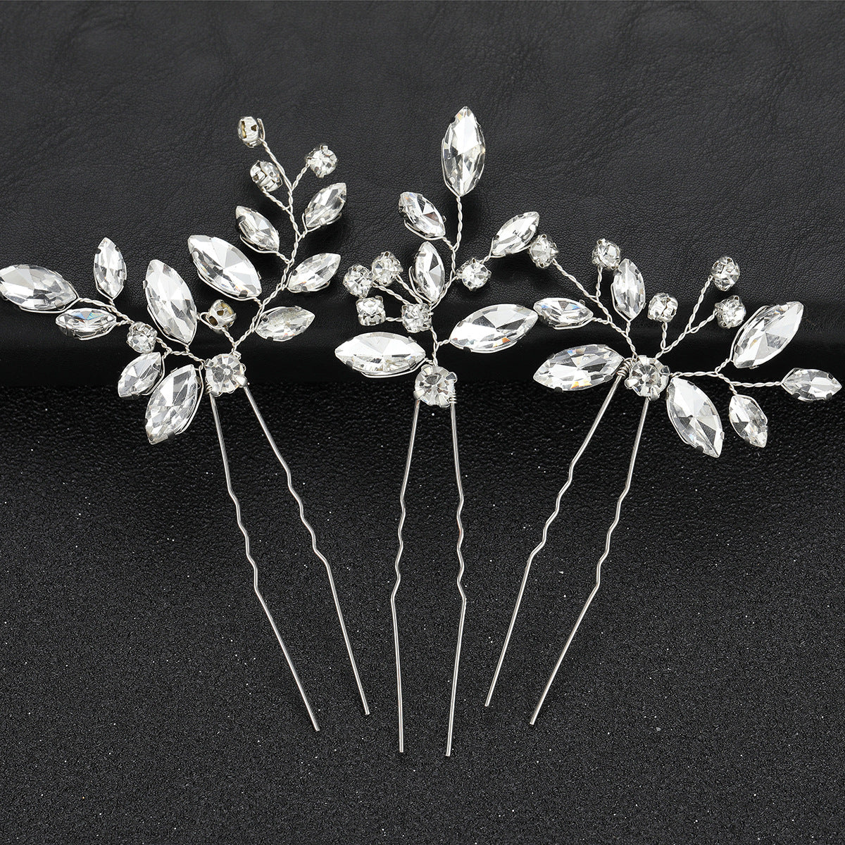 Irregular Crystal Hair Pins Set Metal Wedding Hair Accessory