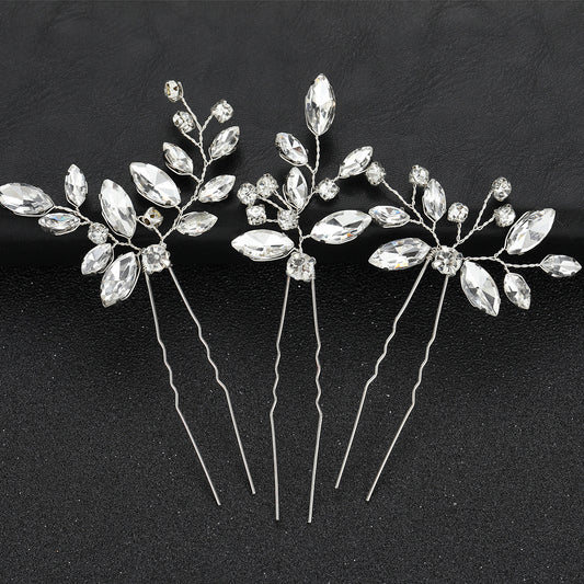 Irregular Crystal Hair Pins Set Metal Wedding Hair Accessory