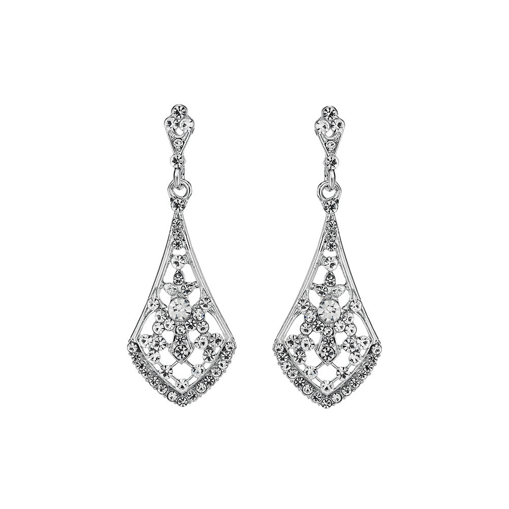 Vintage Floral Alloy Rhinestone Earrings Elegant Daily Drops