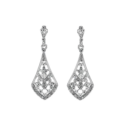 Vintage Floral Alloy Rhinestone Earrings Elegant Daily Drops