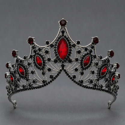Dark Fantasy Alloy Crown with Rhinestones for Halloween Parties