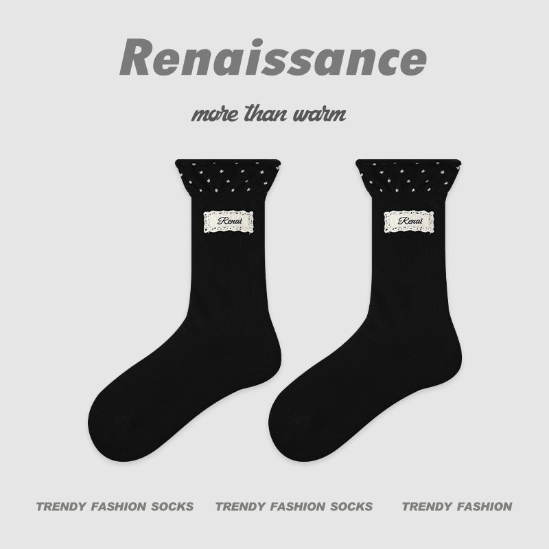 Socks Layered Mid Calf Lettered Cotton Blend Casual