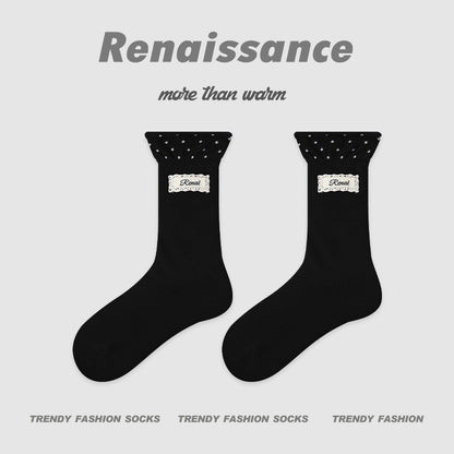 Socks Layered Mid Calf Lettered Cotton Blend Casual