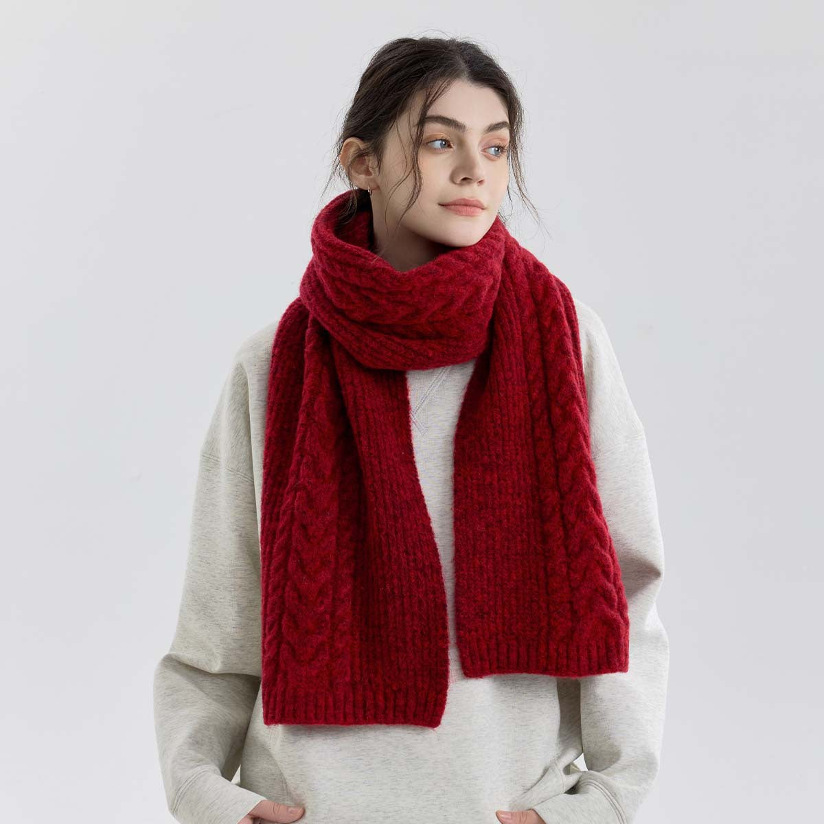 Twisted Knit Scarf Elegant Casual Winter Shawl