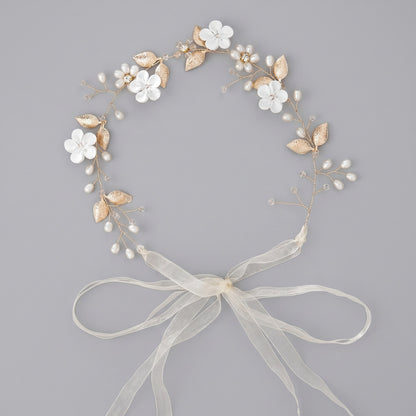 Exquisite Pearl and Crystal Flower Headpiece for Bridal Photoshoots