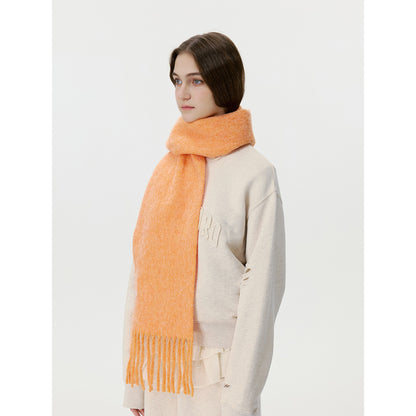 Solid Color Fringed Scarf Stylish Warm Neck Wrap