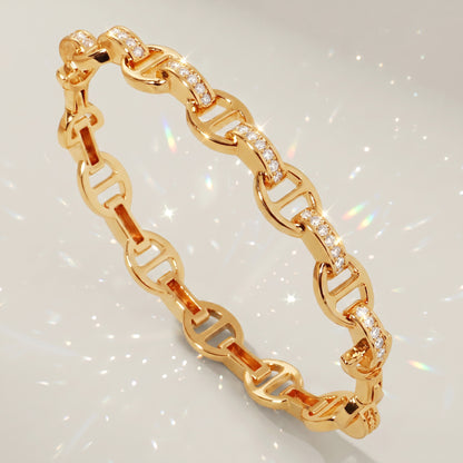 High-End Zirconia Stone Bangle with Nail Design for Weddings and Parties
