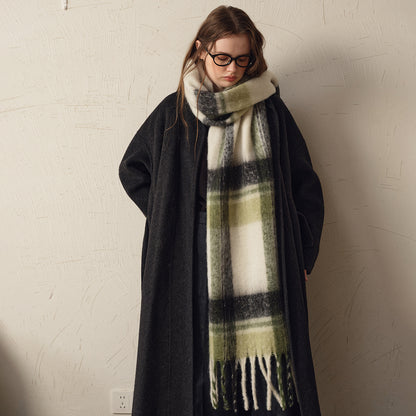 Retro Plaid Knit Scarf Cozy Warm Neck Wrap