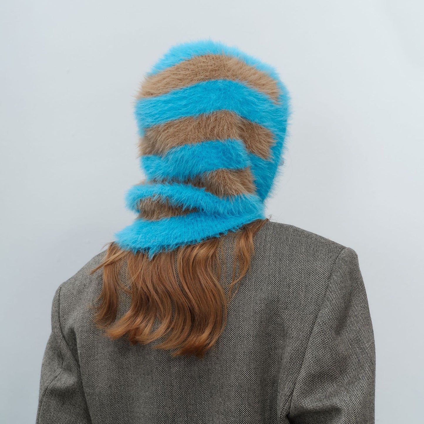Unisex Color Block Knit Beanie Hat with Neck Protection