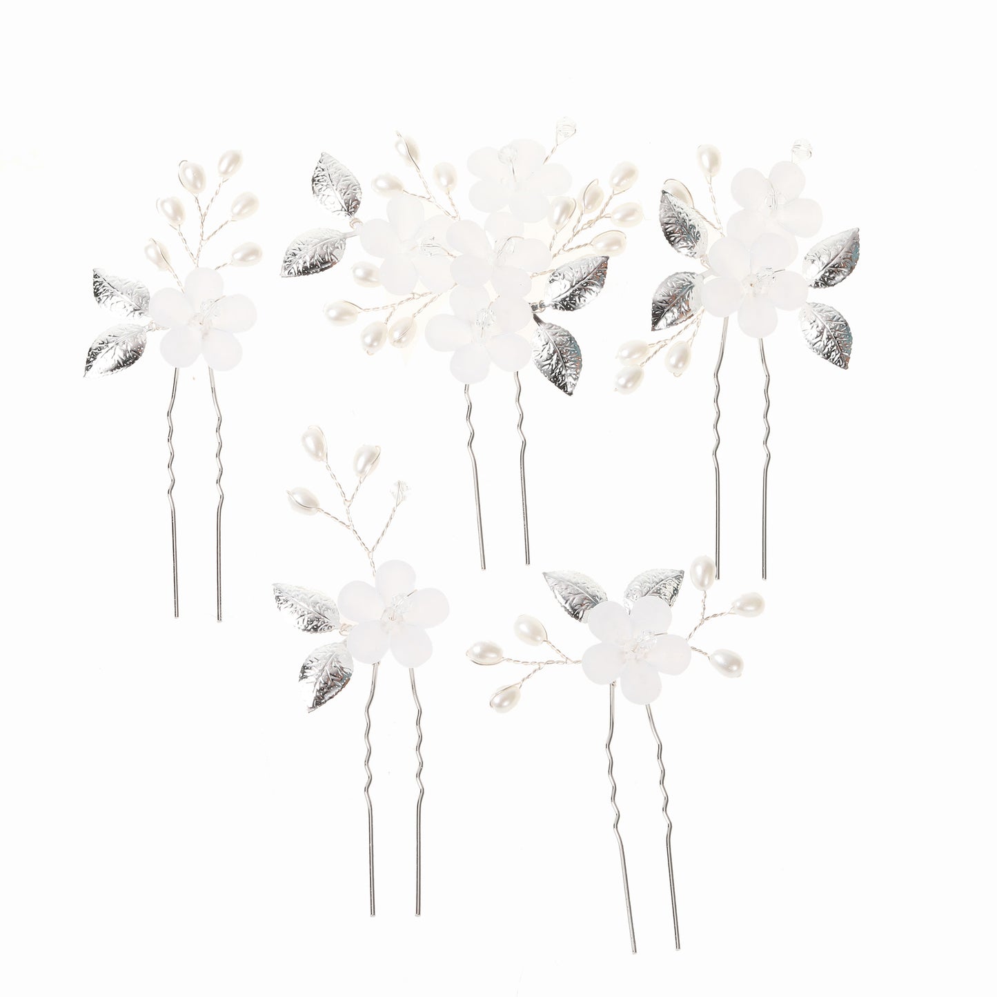 Flower Leaf U Shaped Hair Pins Bridal Hair Accessory