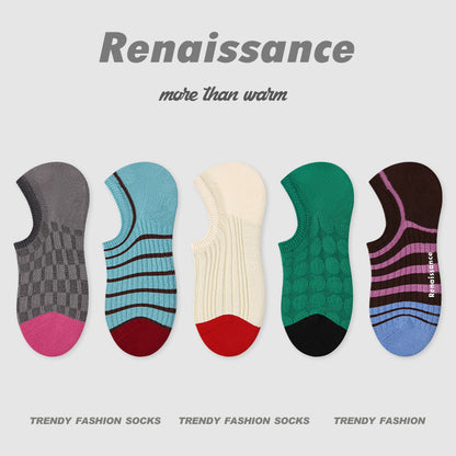 Renaissance Vintage No Show Grip Cotton Socks
