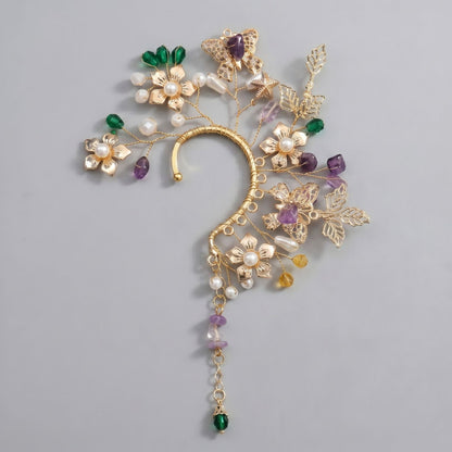 Handcrafted Pearl and Crystal Floral Earrings - Elegant and Versatile Accessories