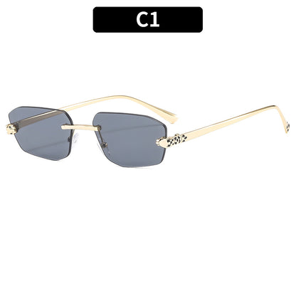 Fashionable Metal Frame Leopard Sunglasses Unisex Stylish UV400 Protection