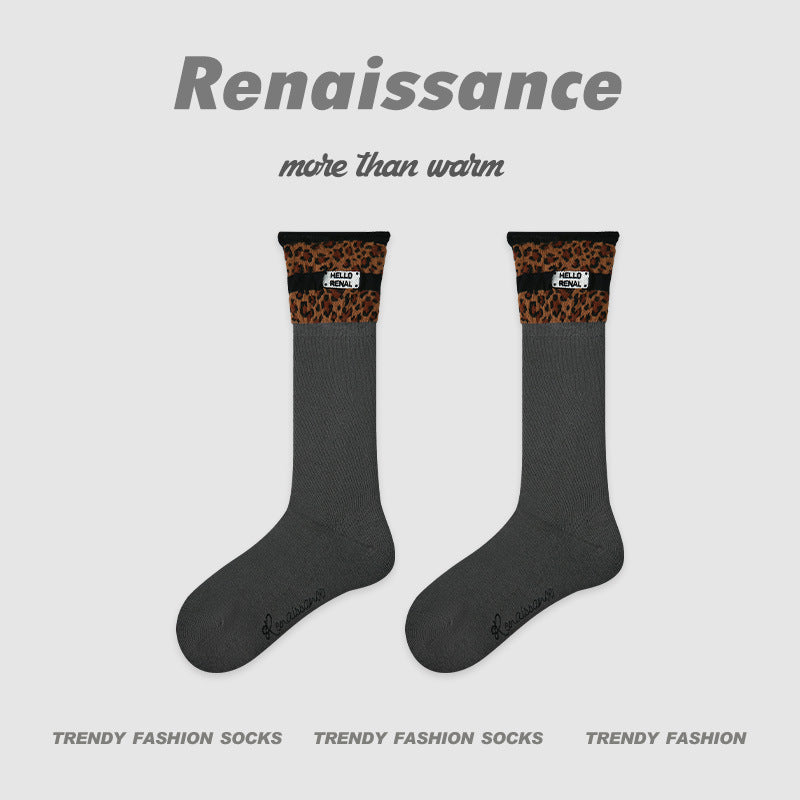 Socks Layered Mid Calf Lettered Cotton Blend Casual