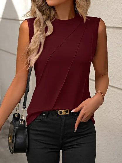 Loose Fitting Solid Color Sleeveless T-Shirt for Women