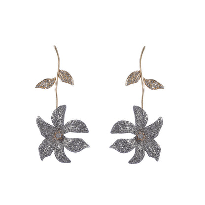 Alloy Crystal Floral Statement Drop Earrings