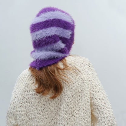 Unisex Color Block Knit Beanie Hat with Neck Protection